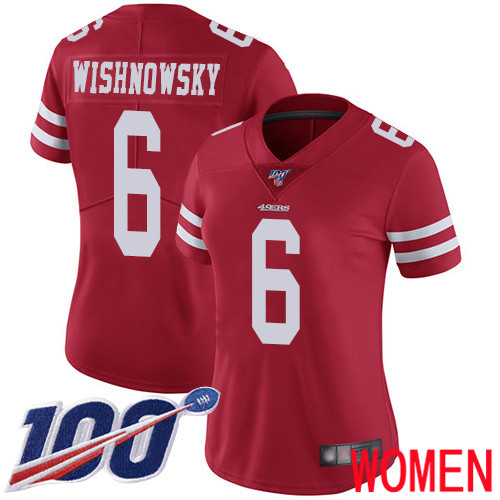 San Francisco 49ers Limited Red Women Mitch Wishnowsky Home NFL Jersey #6 100th Vapor Untouchable->san francisco 49ers->NFL Jersey